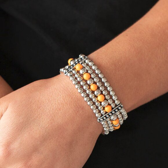 paparazzi Jewelry - Paparazzi Jewelry - Gloss Over The Details - Orange Bracelet - Vintage